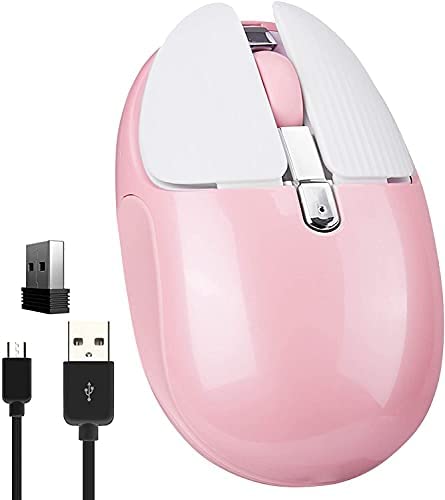 2.4G Wireless Mouse Cute Animal Baby Rabbit Mouse Small Silent Rechargeable Portable Mobile Cordless Gaming Mice 1200DPI 3 Buttons Optical Mouse with USB Receiver for PC Laptop Computer Home Office
