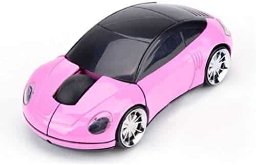 2.4GHz 3D Car Shape Wireless Optical Mouse USB Gaming Mouse with Receiver for PC Laptop (Pink)