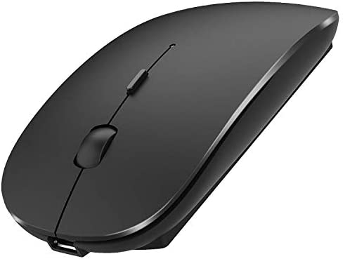2.4GHz Wireless Bluetooth Mouse, Dual Mode Slim Rechargeable Wireless Mouse Silent USB Mice, 3 Adjustable DPI,Compatible for Laptop Windows Mac Android MAC PC Computer (Black)