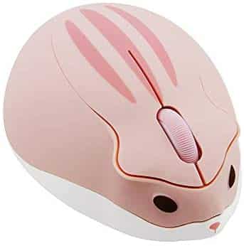 2.4GHz Wireless Mouse Cute Hamster Shape Less Noice Portable Mobile Optical 1200DPI USB Mice Cordless Mouse for PC Laptop Computer Notebook MacBook Kids Girl Gift (Pink)