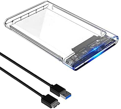 2.5 inch USB 3.0 External Hard Drive Enclosure, SATA to USB3.0 Transparent Portable Hard Disk Adapter for HDD and SSD,Support 4TB UASP SATA III