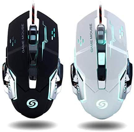 [2Pcs] Gaming Mouse Wired Ergonomic Game USB Computer Mice RGB Gamer Desktop Laptop PC Gaming Mouse,6 Buttons for Windows XP, Vista, Win7/8,10, Mac OS System