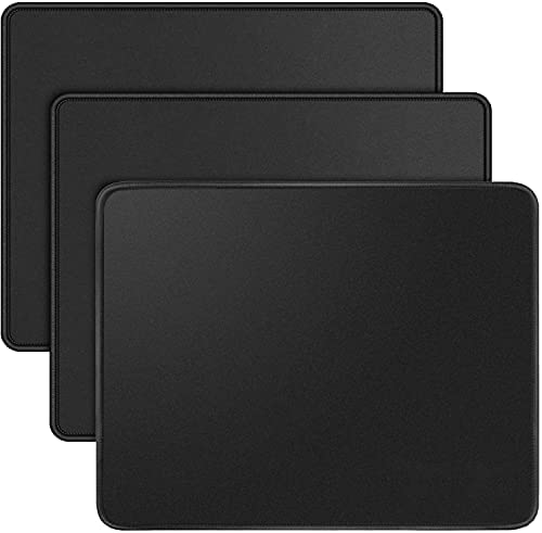 3 PCS of Black Square Standard Mouse Pads 10.3X8.3X0.08 inch(260×210×2mm),Mouse pad with Stitched Edges,Rubber Anti Slip Base Mousepad,Mice pad for Office and Games,Washable