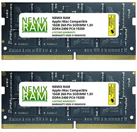 32GB 2x16GB iMac 27″ with Retina 5K 2017 Current Compatible Memory DDR4-2400 PC4-19200 SODIMM by NEMIX RAM