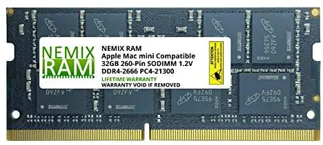 32GB Mac Mini 2018 Compatible Memory DDR4-2666 PC4-21300 SODIMM by NEMIX RAM