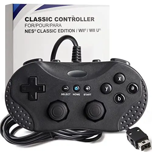 4 in 1, SAFFUN Classic Controller Compatible for Wii/Wii U/NES Classic Edition (NES Mini) / SNES Mini, Classic Console Gamepad Gaming Pad Joypad for Wii Wii U (Black)