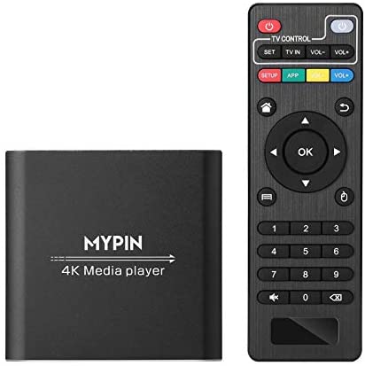 4K Media Player with Remote Control, Digital MP4 Player for 8TB HDD/ USB Drive / TF Card/ H.265 MP4 PPT MKV AVI Support HDMI/AV/Optical Out and USB Mouse/Keyboard-HDMI up to 7.1 Surround Sound (Black)