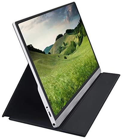 4K Ultra-Thin Portable IPS Monitor 15.6 Inch UHD 3840×2160-60Hz HDR Gaming Screen Display with Dual USB 3.1 Type-C, Mini HDMI, 3.5mm Headphone Port, 2 Built-in Speakers and Smart Case Stand