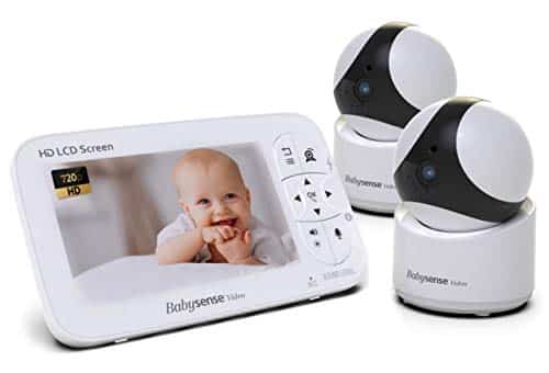 5″ HD Baby Monitor, Babysense Video Baby Monitor with Camera and Audio, Two HD Cameras with Remote PTZ, 960ft Range, Two-Way Audio, Zoom, Night Vision, Secure Hack-Free and Portable