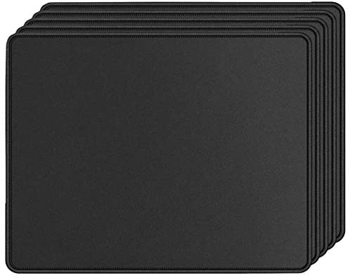 5 Pack Mouse Pad with Stitched Edges Mousepads Bulk Non-Slip Rubber Base, Waterproof Coating Mouse Pads for Computers, Laptop, Office & Home -(250mm x 210mm x 2mm) – Black Border