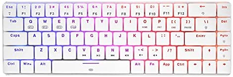 60% Compact RGB Wireless Mechanical Gaming Keyboard, Red Switches, Bluetooth 5.0, Wired Keyboard 69 Keys for PC Tablet Laptop Cell Phone, White