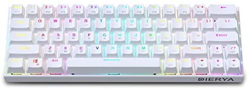 60% Keyboard with Dedicated Arrow Keys, White DIERYA DK63W Wireless Wired Mechanical Gaming Computer Keyboard True RGB Backlit Bluetooth 5.1 Programmable, N-Key Rollover for Windows Mac – Brown Switch