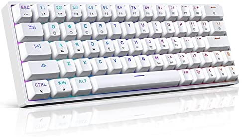 60% Mechanical Keyboard, GIM 64 Keys White Mini Gaming Hot Swappable Wired Keyboard with RBG Backlit, N-Key Rollover, Full Keys Programmable (Gateron Optical Brown Switch)