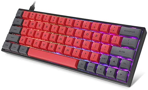 60% Mechanical Keyboard, RGB LED Backlit Wired Gaming Keyboard, Ergonomic, for PC/Mac Gamer, Typist (Gateron Switches, PBT Caps)
