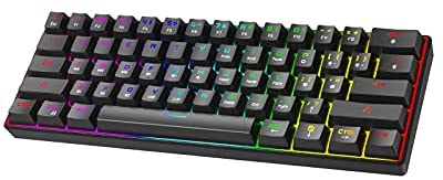 60% Mechanical Keyboard Wireless 2.4G/Bluetooth 5.0/Wired Gaming Keyboard 3000mAh 61 Keys RGB Backlit Portable Mini Keyboard for Windows, Mac, Android, iOS (Hot Swappable Blue Switch, Black)
