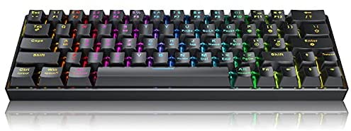 60% Mechanical Keyboard with RGB Backlight, Wireless & Wired 63 Keys Gaming Keyboard with Full Keys Anti-Ghosting,Bluetooth 5.0 Keyboard(2000mAh Battery) for PC/Laptop/Pad/Smart Phone