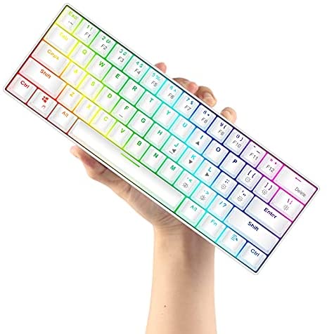 60 Percent Wireless Mechanical Gaming Keyboard – 60% Compact 61 Key Mini TKL Keyboard with Light Up RGB Backlit, Include 2.4Ghz USB Receiver and USB C Wire,Blue Switch for Desktop, Computer and PC