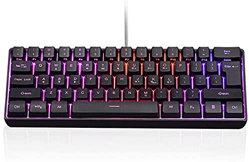 60% RGB Gaming Keyboard, Portable 61 Keys Wired Mini Keyboard Multi-Colored Backlight,Waterproof Mini Compact Keyboard for PC Computer Laptop Game and Work