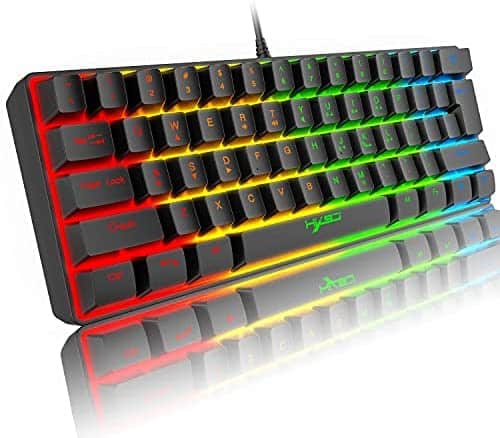 60% Wired Gaming Keyboard, RGB Backlit Ultra-Compact Mini Keyboard, Mini Ergonomic 61 Keys Keyboard ,Mechanical Feel Type-C USB Waterproof for PC/Mac Gamer, Typist(Black)