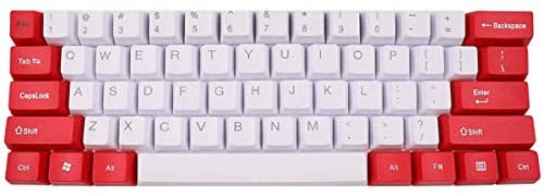 61keys ANSI Layout OEM Profile keycaps PBT Key Cap for MX Switches Gaming Mechanical Keyboard White+Red Color