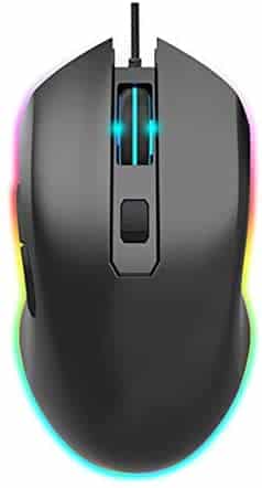 6400DPI Gaming Mouse, RGB LED Breathing Backlight Wired Mouse 6 Buttons Suitable for Home/Office