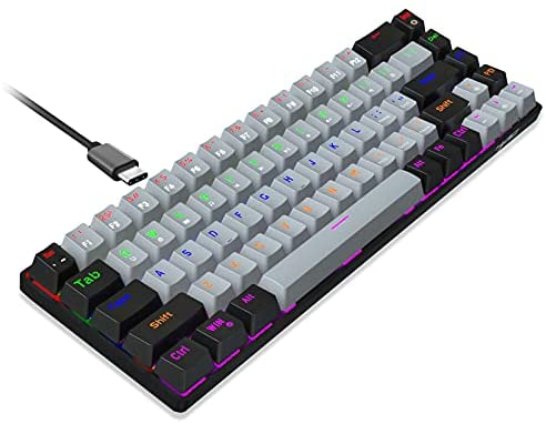 68 Keys Portable Gaming Keyboard, Type-C Interface, with Adjustable Colorful Backlit, All Keys Non-Conflict Input, Abs Two-Color Injection Compatible for WIN7/8/10/XP/VISTA/Mac_OS