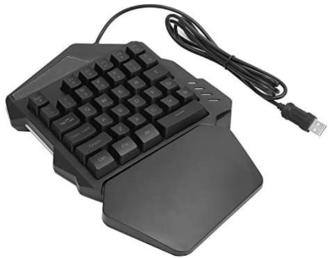 753 RGB One Handed Gaming Keyboard, USB Wired Single Hand Keyboard for Game, 35 Keys Rainbow Backlit Wired Keyboard, Mini Gaming Keypad Ergonomic Game Controller with Wrist Rest Support