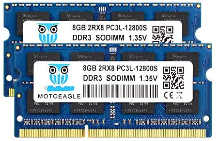 8GB DDR3L-1600 SODIMM 16GB Kit (2x8GB) PC3L-12800S DDR3 1600Mhz Motoeagle 2RX8 1.35V Dual Rank Module Chips Upgrade for Laptop RAM