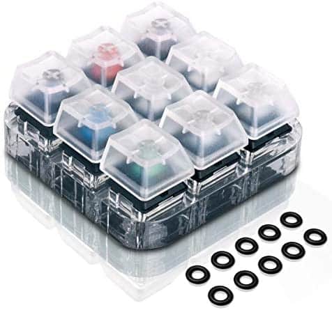 9-Key Cherry MX Switch Tester, Velocifire Switch Testing Tool for Mechanical Keyboards, with Clear Keycaps and O Rings