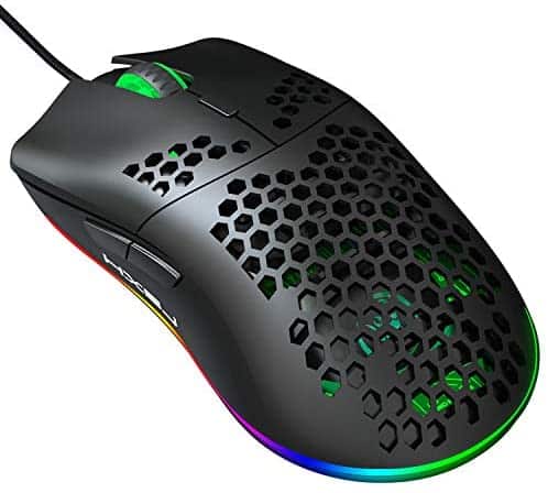 96G Programmable Gaming Mouse with Lightweight Honeycomb Shell,6400 DPI Laser Sensor,RGB Rainbow Backlit (Black)