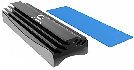 A ADWITS M.2 SSD Aluminum Heatsink Cooler with Silicone Thermal Pads for M.2 PCIe/NVMe/AHCI/SATA SSD Form Factor 2280, Screw-Free Design and Tool-Free – Black