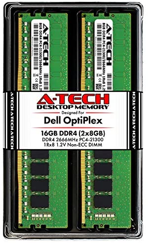 A-Tech 16GB RAM Kit for Dell OptiPlex XE3, 7070, 7060, 5070, 5060, 3070, 3060, Tower/SFF – (2 x 8GB) DDR4 2666MHz PC4-21300 Non-ECC DIMM Desktop Memory Upgrade
