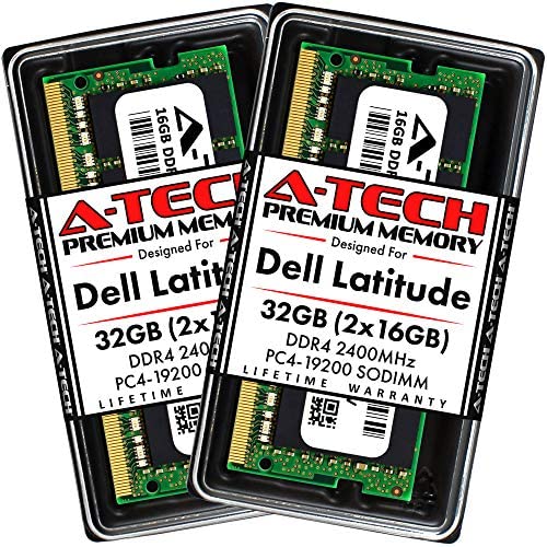 A-Tech 32GB (2x16GB) RAM for Dell Latitude 7490, 5590, 5495, 5490, 5290, 3590, 3490 | DDR4 2400MHz SODIMM PC4-19200 Laptop Memory Upgrade Kit