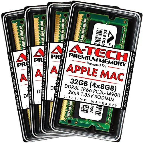 A-Tech 32GB (4x8GB) RAM for Apple iMac Late 2015 27 inch Retina 5K | DDR3L 1866MHz / 1867MHz PC3L-14900 1.35V 204-Pin SODIMM Memory Upgrade Kit