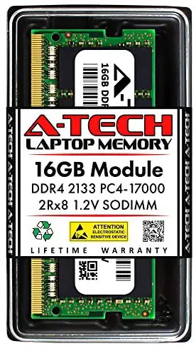 A-Tech RAM 16GB DDR4 2133MHz SODIMM PC4-17000 (PC4-2133P) CL15 2Rx8 1.2V Non-ECC SO-DIMM 260 Pin – Laptop, Notebook & AIO Computer Memory Upgrade Module