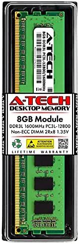 A-Tech RAM 8GB DDR3 / DDR3L 1600 MHz DIMM PC3L-12800 / PC3-12800 (PC3L-12800U) CL11 2Rx8 1.35V Non-ECC UDIMM 240 Pin – Desktop PC Computer Memory Upgrade Module