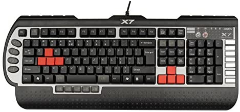 A4tech X7 G800V Wired Silent Gaming keyboard with wide palm rest – quiet for pc gaming – one handed macro access – non rgb mechanical