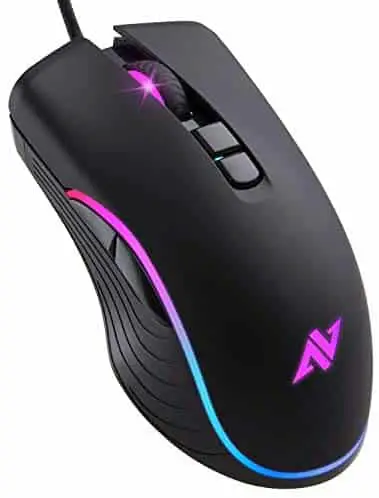ABKONCORE AM6 Gaming Mouse with 4Dpi Levels (800, 1600, 2400, 3200), Programmable Buttons, Wired Ergonomic USB Computer Mouse for Gamer, Laptop, Chromebook, Mac (AM6)