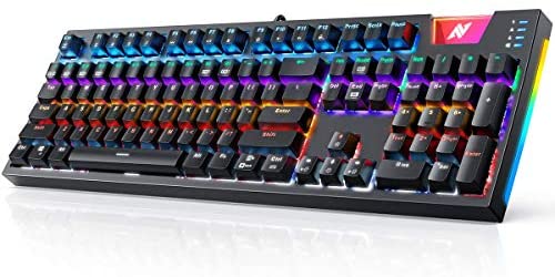 ABKONCORE Gaming Mechanical Keyboard K660, RGB Side LED and Backlit Keyboard USB Wired Computer Keyboard with OUTEMU Blue Switches, 104 Full Key-Rollover, Anti Ghosting Keyboard with IP42 Splash-Proof