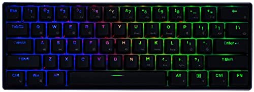 AEON Gaming AC61M Mechanical Gaming Keyboard – Compact 61 Keys Wired RGB Illuminated Backlit Metal case Two USB-C Ports Programmable for PC/Mac Gamer (Gateron Optical Green, Black)