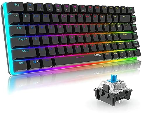 AG-AK330531 RGB Backlit Gaming Keyboard, 82 Keys Compact Mechanical Keyboard, Anti-ghosting Design,Full Key Unbuffered, Classic Blue Switch, Programmable Macro, Black