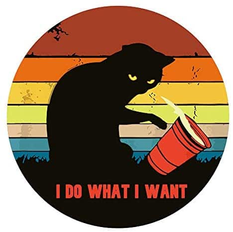 AGMdesign I Do What I Want Mouse Pad, Black cat Gaming Mouse Pad, Desk Accessories, Coworker Gifts, Non-Slip, Waterproof, Stitched Edges, 7.87 x 7.87 x 0.12 Inch