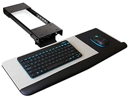 AIMEZO Ergonomic Height Tilt Adjustable Keyboard Tray & Mouse Platform Drawer Under Table Desk Comfort Keyboard Drawer 25.2” x 10”（Black）
