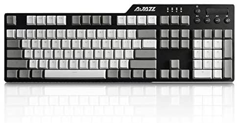 AJAZZ AK35I Mechanical Gaming Keyboard – Brown Switches – PBT Keycaps – Grey-White Matching – White Backlit – Multimedia Keys Roller – Black