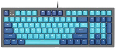 AJAZZ B16 Gentiana Mechanical Gaming Keyboard – Cherry Brown Switch – 96 Keys Layout – PBT Keycaps – White Backlit – Cyan
