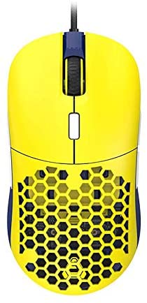 AJAZZ F15 Amber Gaming Mouse with Replaceable Honeycomb Shell, RGB Backlit, 16000 DPI, Programmable 8 Buttons, Symmetrical Shape with Side Buttons on Both Sides for Left and Right Hands, Yellow