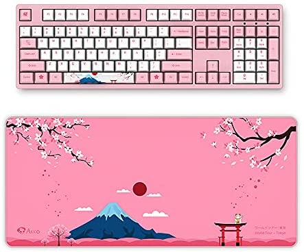 AKKO 3108 World Tour Tokyo 108 Keys Wired Full Size Mechanical Keyboard with World Tour Deskmat for Gamers/Mac/Win (AKKO 2nd Gen Pink Switch)