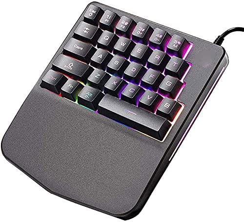 ALISALQ K11 Portable Gaming Keyboard 28keys, One-Hand Mechanical Gaming Keypad, with Wide Hand Rest Backlit for PC Game