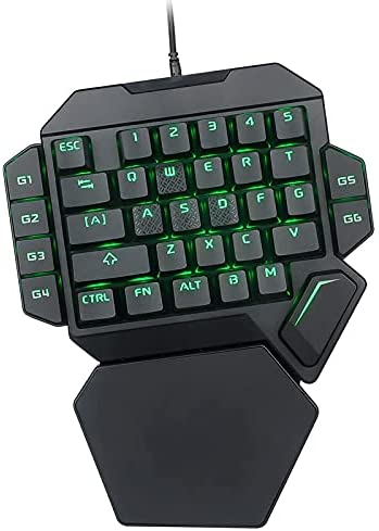 ALISALQ One-Hand Mechanical Gaming Keyboard, Small Gaming Keyboard, 35-Key with Hand Rest, RGB LED Color Backlit Keyboard A