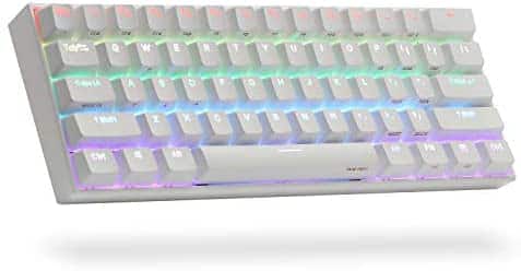 ANNE PRO 2, 60% Wired/Wireless Mechanical Keyboard (Gateron Brown Switch/White Case) – Full Keys Programmable – True RGB Backlit – Tap Arrow Keys – Double Shot PBT Keycaps – NKRO – 1900mAh Battery